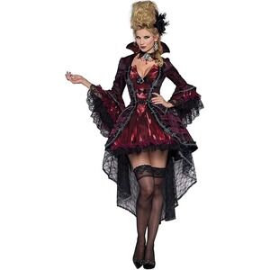 InCharacter Victorian Vamp Costume M Burgundy Brocade Lace Halloween Victorian